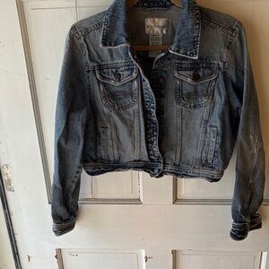 No Boundaries Blue Denim Cropped Jean Jacket